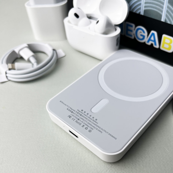Комплект Megabox 6в1 - Watch 9 / Air Pro 2 / Battary Pack / MagSafe / 20W Type-С / Кабель 3х / Ремінець (Рожевий)