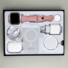 Комплект Megabox 6в1 - Watch 9 / Air Pro 2 / Battary Pack / MagSafe / 20W Type-С / Кабель 3х / Ремінець (Рожевий)