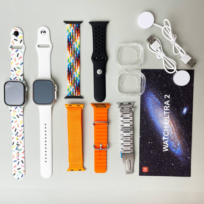 Комплект i50 - Watch Ultra 2 / Smart Watch 9 / 7 ремешков / 2 защитных чехла (Белый)