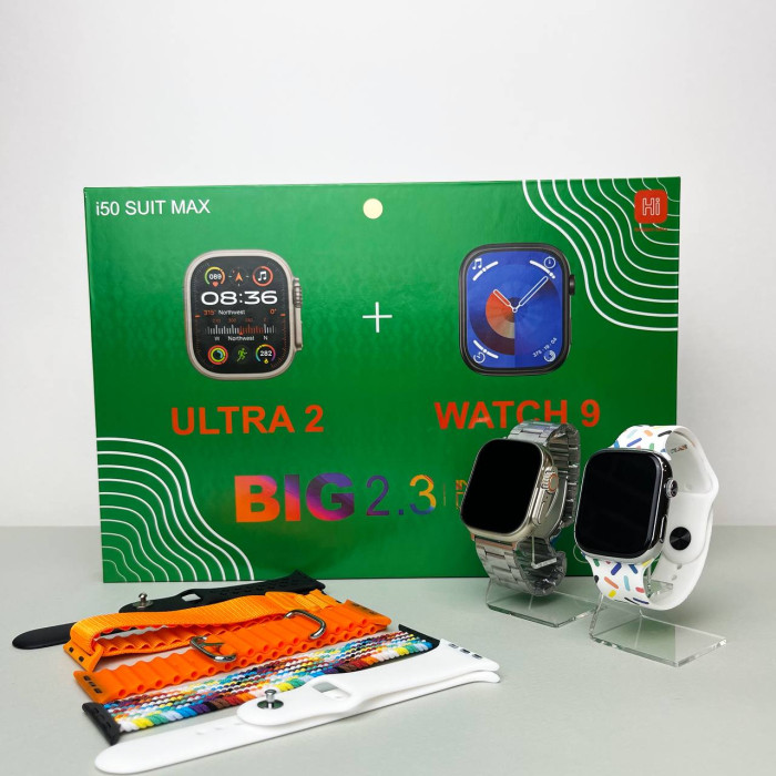 Комплект i50 - Watch Ultra 2 / Smart Watch 9 / 7 ремешков / 2 защитных чехла (Белый)