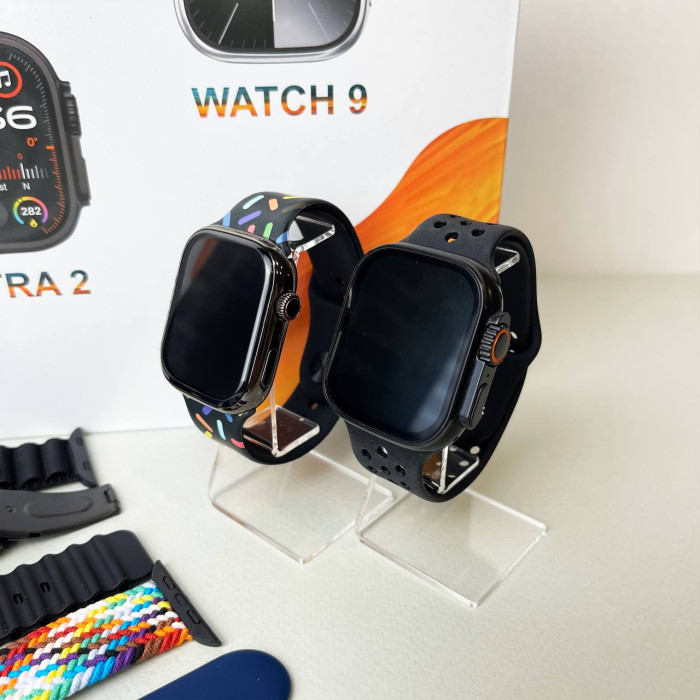 Комплект i60 - Watch Ultra 2 / Smart Watch 9 / Air Pro 2 / 7 ремешков / 2 защитных чехла (Черный)