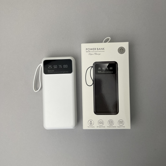 Power Bank Super с кабелем USB+Micro+Type-C+Lightning (20000mAh) Белый 