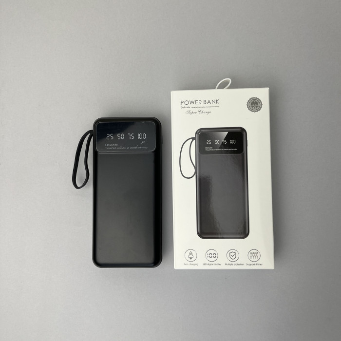  Power Bank Super с кабелем USB+Micro+Type-C+Lightning (20000mAh) Черный 