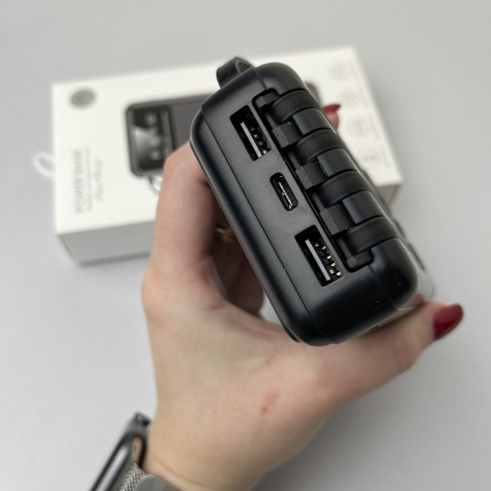  Power Bank Super с кабелем USB+Micro+Type-C+Lightning (20000mAh) Черный 