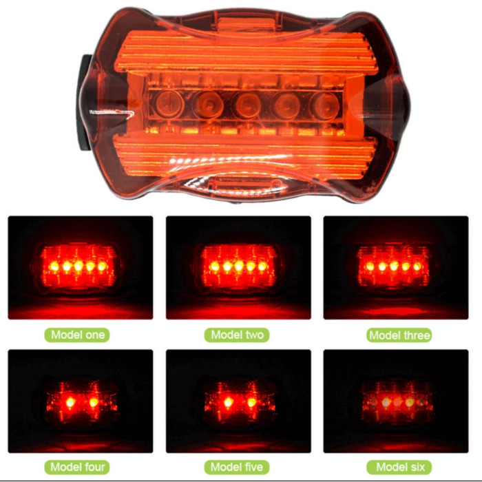 Велофонарь STOP (red) 5LED 198/LC107 на батарейках