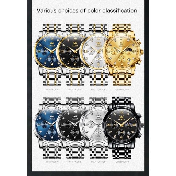 Годинник наручний Olevs 2858 Black Gray 