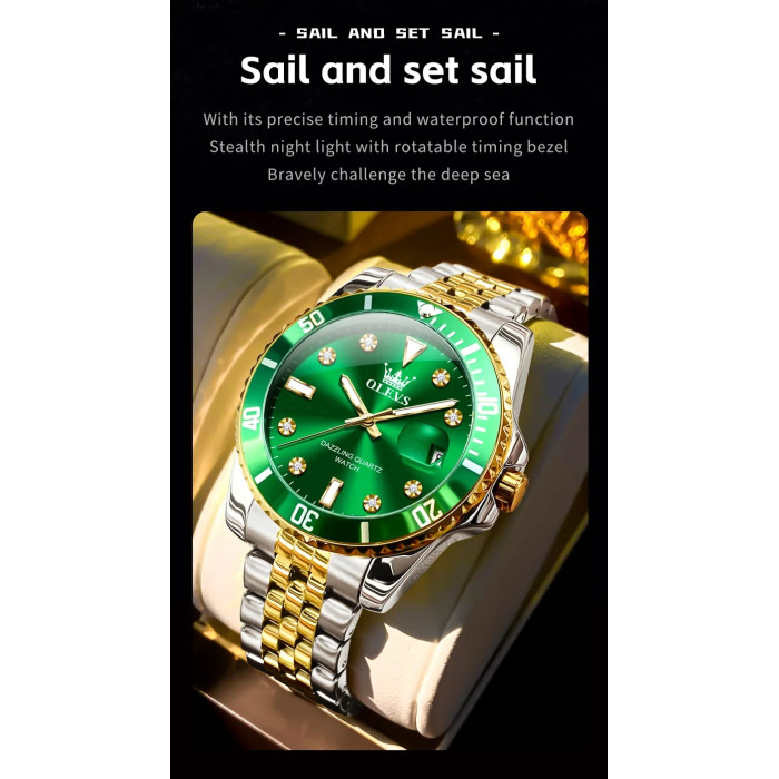 Годинник наручний Olevs 9809 Green Accents