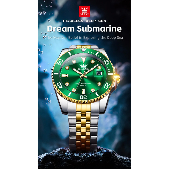 Годинник наручний Olevs 9809 Green Accents