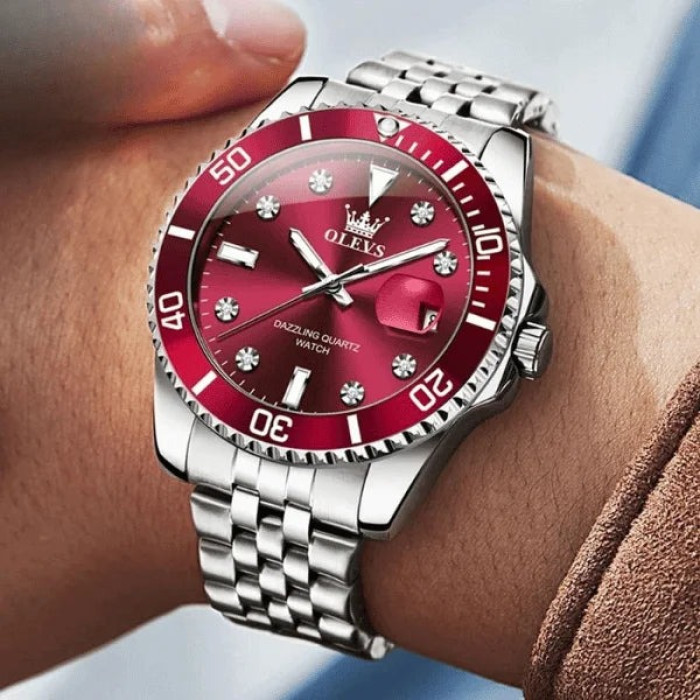 Годинник наручний Olevs 9809 Red Natural