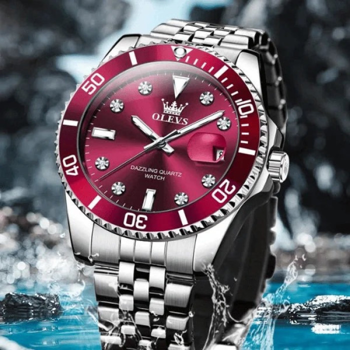 Годинник наручний Olevs 9809 Red Natural