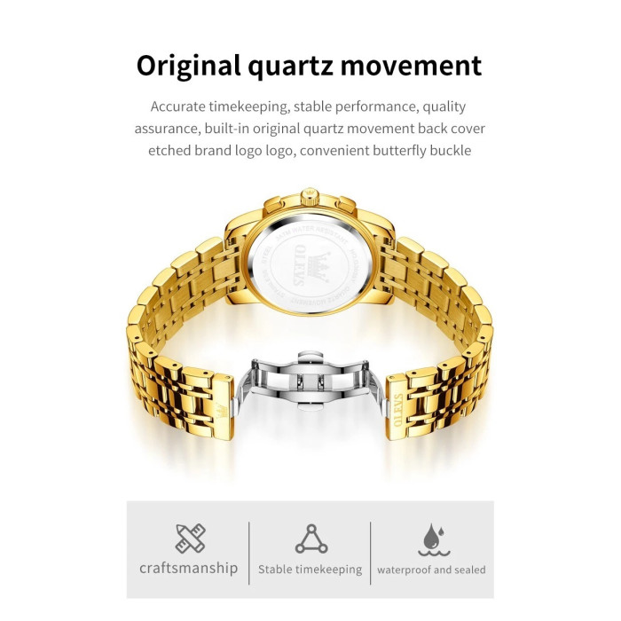Годинник наручний Olevs 3655 Gold