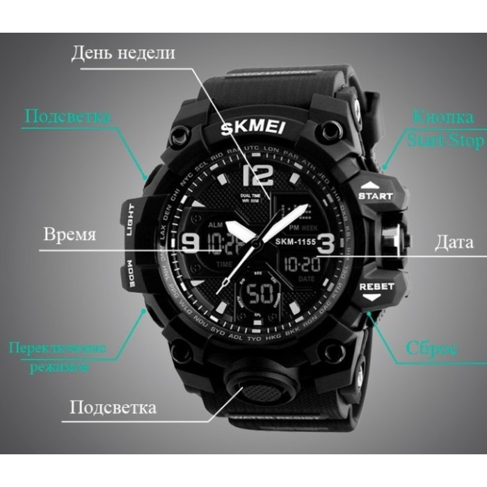 Часы наручные Skmei 1155BBK Black