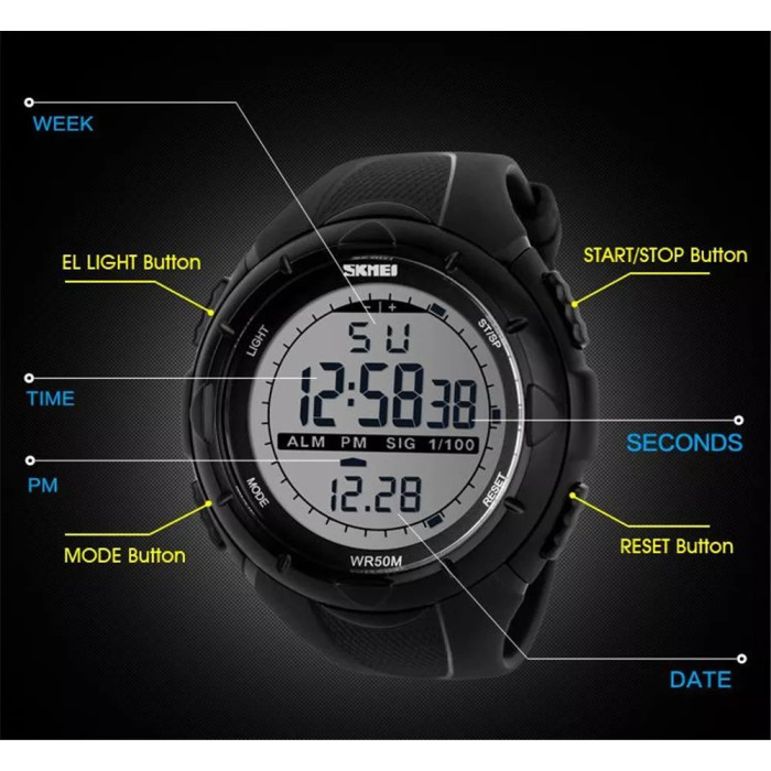 Годинник наручний  Skmei 1025BK Black   