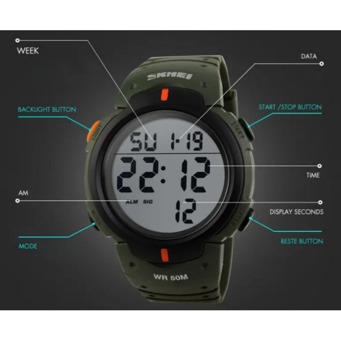 Годинник наручний  Skmei 1068AG Army Green   