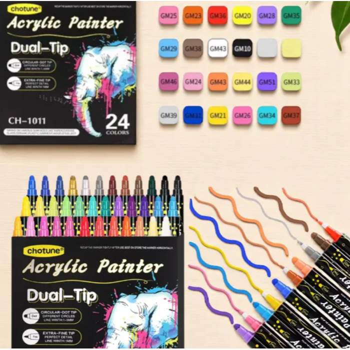  Двусторонние акриловые маркеры Acrylic Painter CH-1011 24 шт.