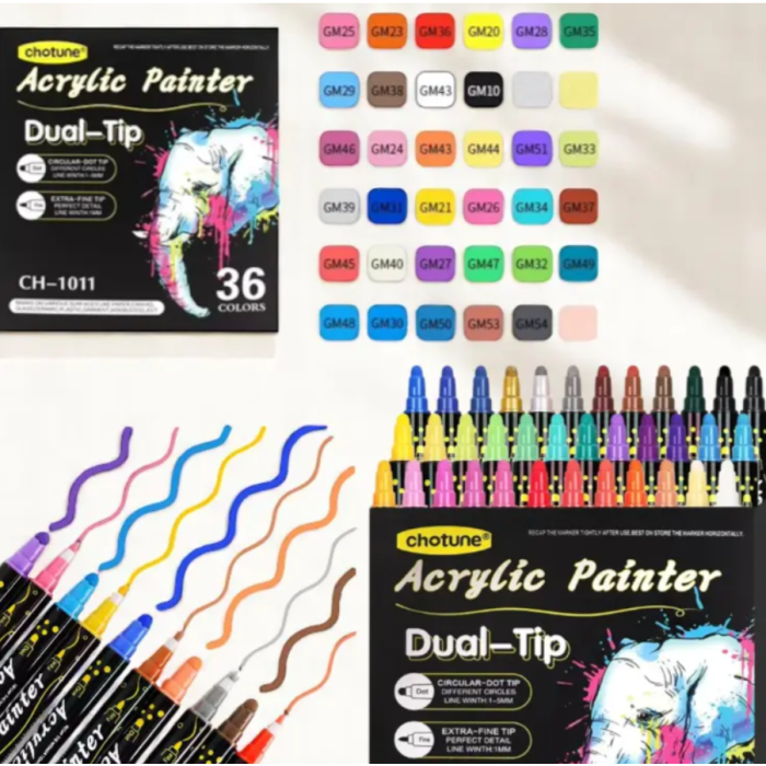  Двусторонние акриловые маркеры Acrylic Painter CH-1011 36 шт.