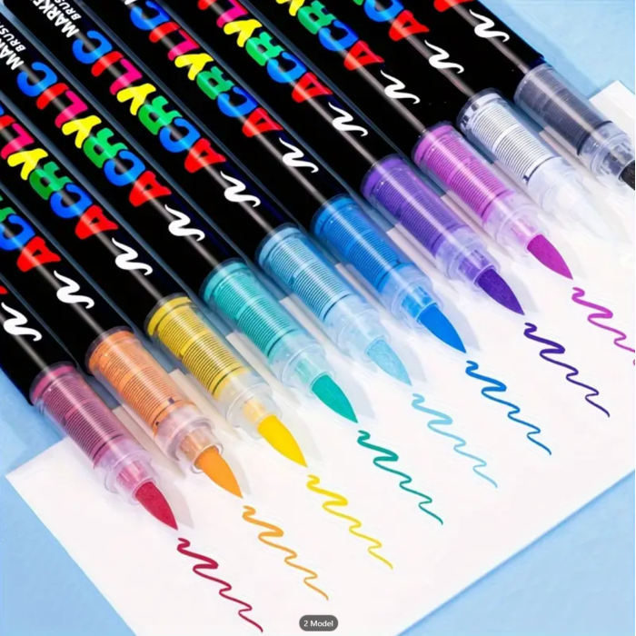 Акриловые маркеры GuangNa Brush GN-8101 с мягкой кисточкой 12 шт.