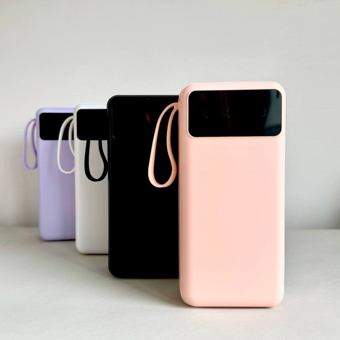 Power Bank Intelligent Fast с кабелем USB+Micro+Type-C+Lightning (30000mAh) Розовый