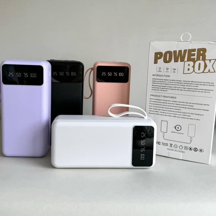 Power Bank Intelligent Fast з кабелем USB+Micro+Type-C+Lightning (30000mAh) Черный