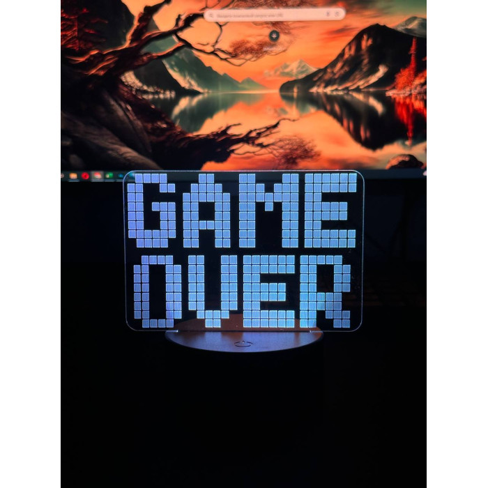 Светильник настольный RGB 3D + пульт (Game Over) Lux