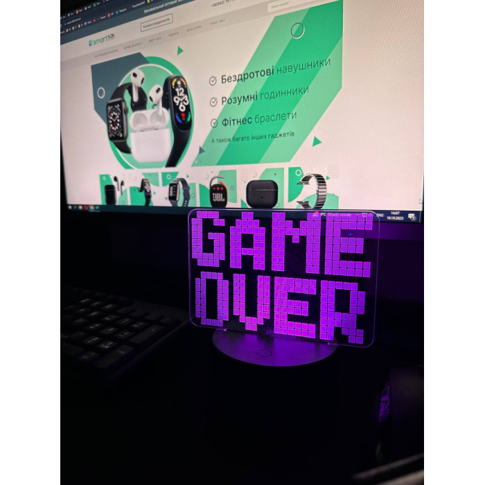 Светильник настольный RGB 3D + пульт (Game Over) Lux