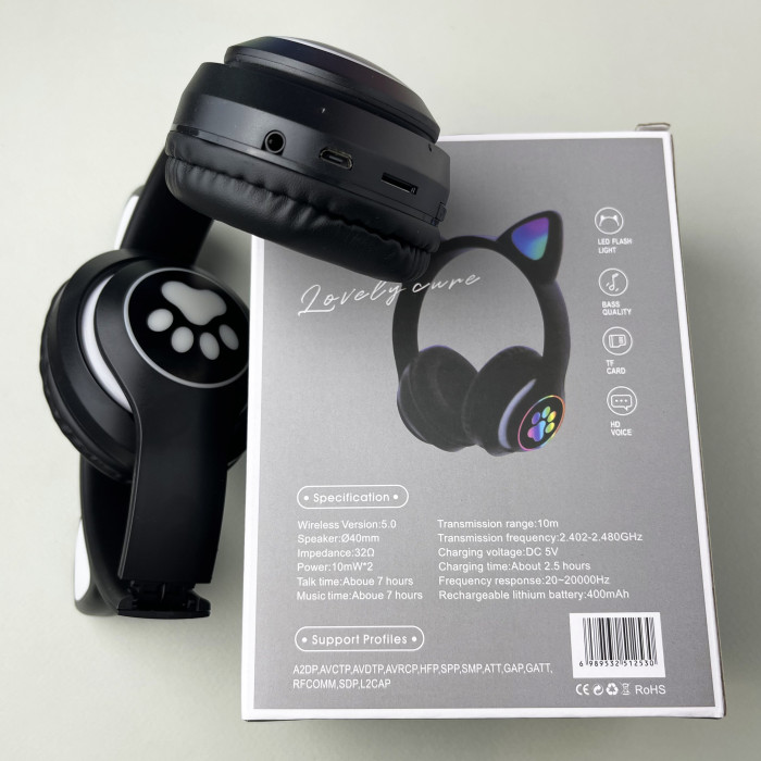 Беспроводные наушники Cat Ear RGB STN-28 (Черный)