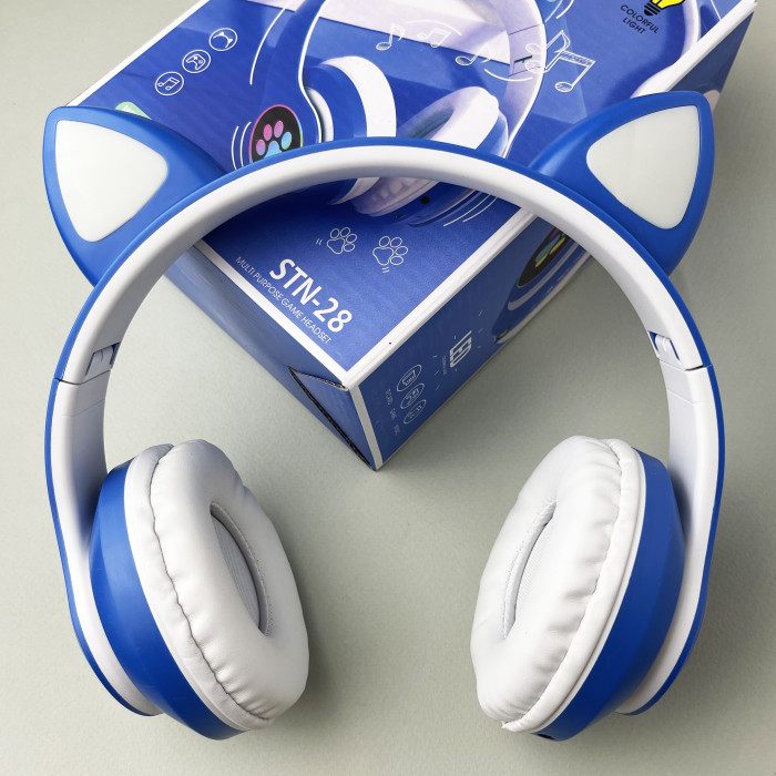 Беспроводные наушники Cat Ear RGB STN-28 (Синий)