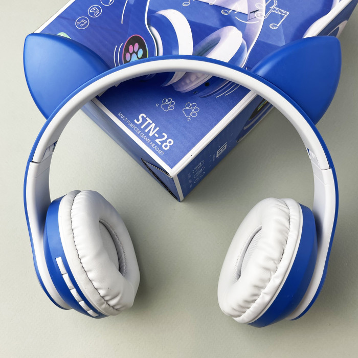 Беспроводные наушники Cat Ear RGB STN-28 (Синий)