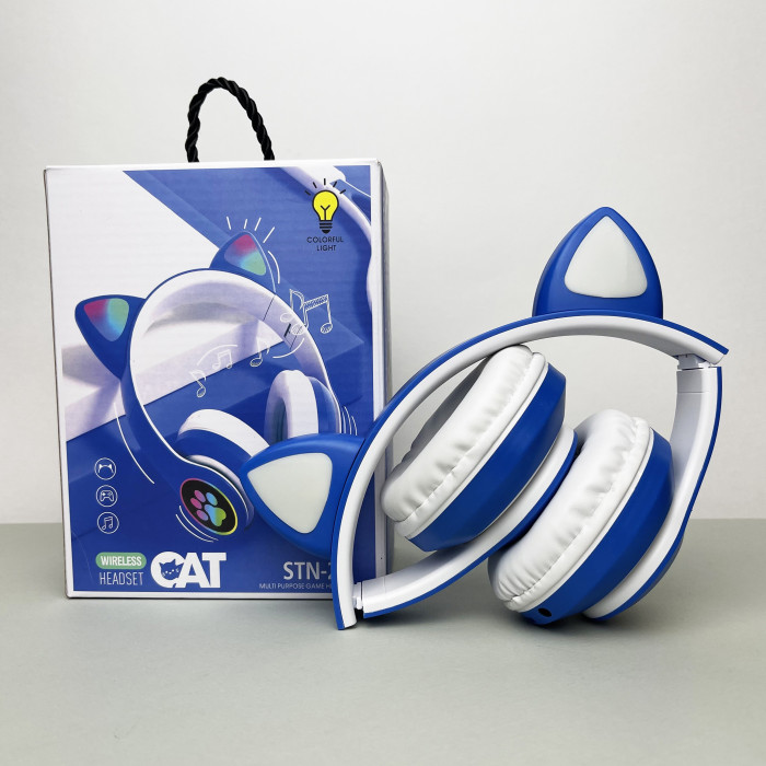 Беспроводные наушники Cat Ear RGB STN-28 (Синий)