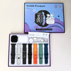 Комплект S1000 Pro Max - Smart Watch / Air Pro 2 / 7 ремінців (Чорний)