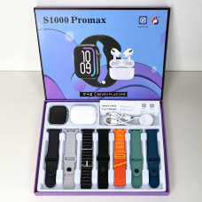 Комплект S1000 Pro Max - Smart Watch / Air Pro 2 / 7 ремінців (Чорний)