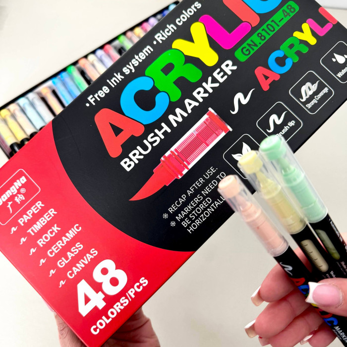 Акриловые маркеры GuangNa Brush GN-8101 с мягкой кисточкой 48 шт.