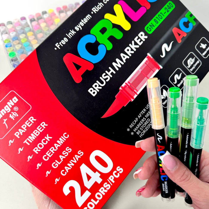 Акриловые маркеры GuangNa Brush GN-8101 с мягкой кисточкой 240 шт.