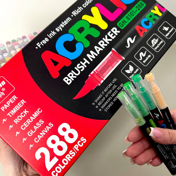 Акриловые маркеры GuangNa Brush GN-8101 с мягкой кисточкой 288 шт.