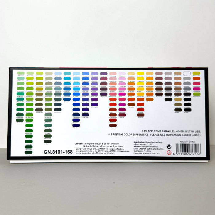 Акрилові маркери GuangNa Brush GN-8101 з м’яким пензликом 168 шт.  