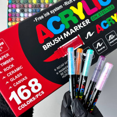Акриловые маркеры GuangNa Brush GN-8101 с мягкой кисточкой 168 шт.