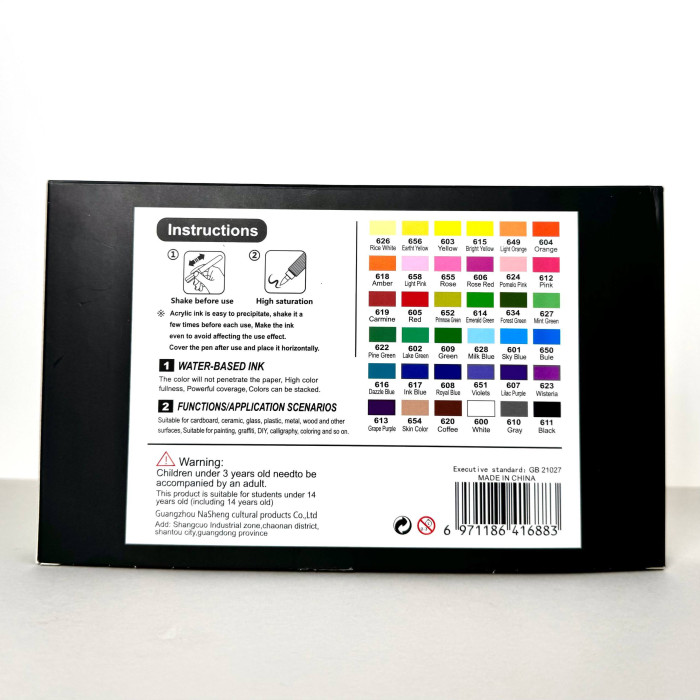 Акриловые маркеры GuangNa Brush GN-8101 с мягкой кисточкой 36 шт.