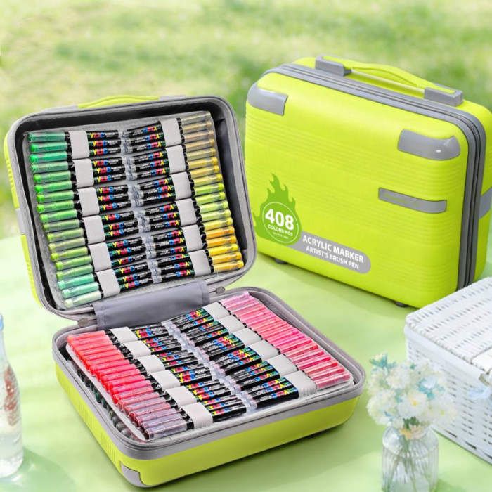 Акрилові маркери GuangNa Brush GN-8101 з м’яким пензликом 408 шт.  