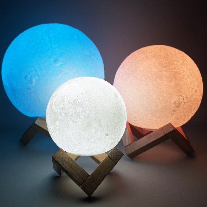 Светильник настольный Луна 3D RGB 12 см + пульт
