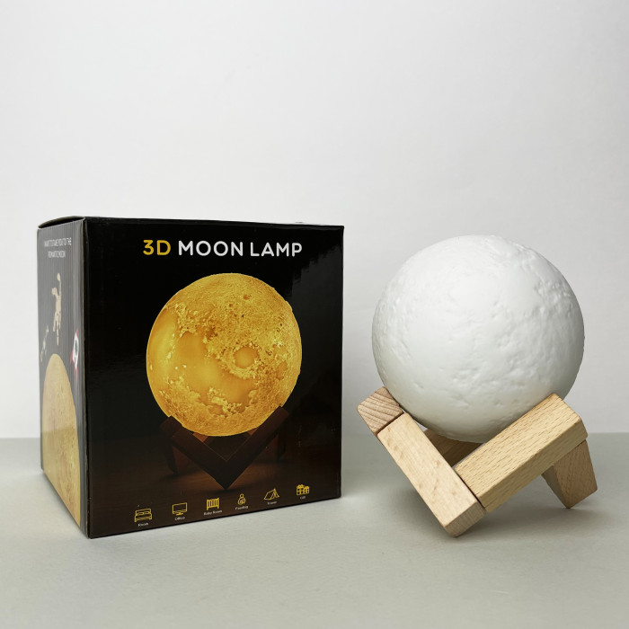 Светильник настольный Луна 3D RGB 8 см + пульт