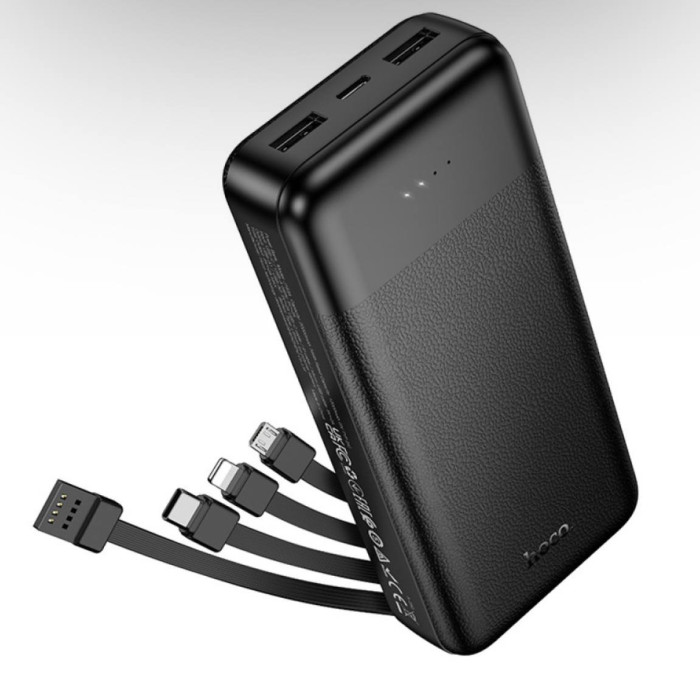 Power Bank Hoco J163A з кабелем USB+Micro+Type-C+Lightning (20000mAh) Чорний