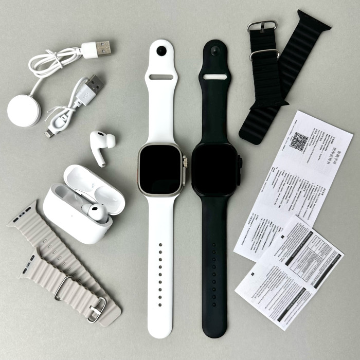 Комплект HR5 Ultra 3 - Watch Ultra / Air Pro 2 /2 ремешка (Белый)