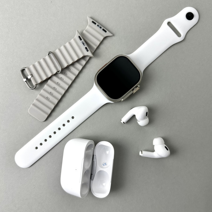 Комплект HR5 Ultra 3 - Watch Ultra / Air Pro 2 /2 ремешка (Белый)