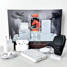 Комплект Ultrа Pro 6в1 - Watch Ultra 8 / Air Pro 2 / Battary Pack / MagSafe / 20W Type-С / Кабель 3х / Ремінець (Чорний)
