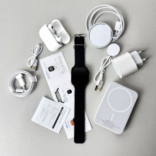 Комплект Ultrа Pro 6в1 - Watch Ultra 8 / Air Pro 2 / Battary Pack / MagSafe / 20W Type-С / Кабель 3х / Ремінець (Чорний)