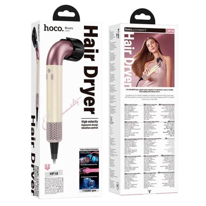 Фен для волос Hoco HP18 High Velocity (Розовый)