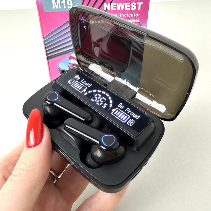 Беспроводные наушники M19 series, Digital Indicator, Smart Case (Черные)