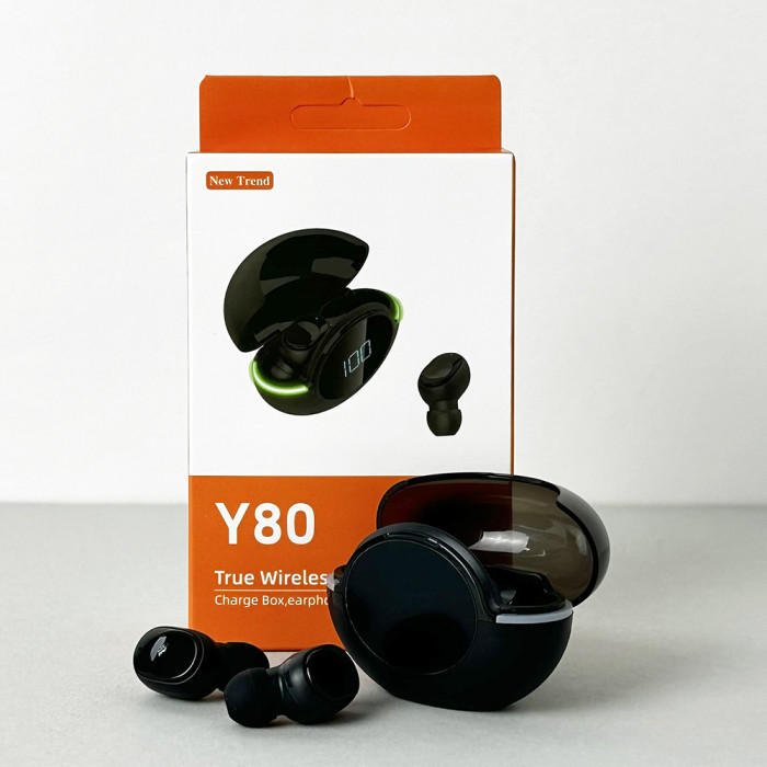 Беспроводные наушники Y80 series, EarBuds, Smart Case (Черные)