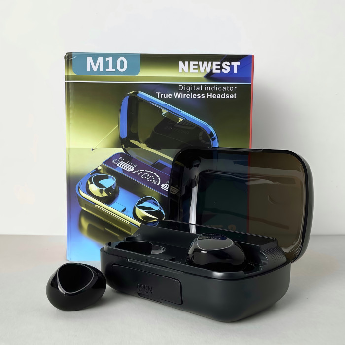 Беспроводные наушники M10 series, Digital Indicator, Smart Case (Черные)