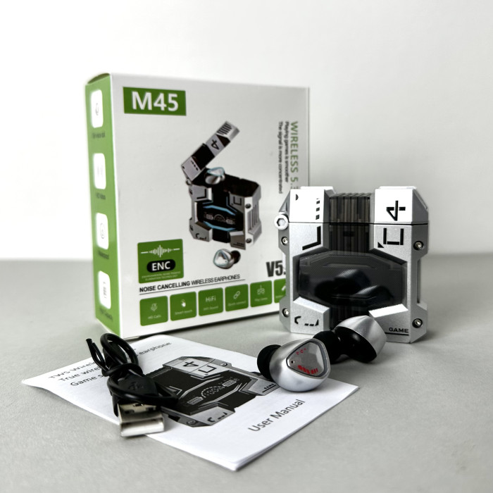 Бездротові навушники M45 series, EarBuds, Smart Case (Срібний)